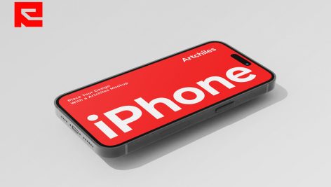 دانلود موکاپ لایه باز صفحه نمایش گوشی آیفون روی زمین کد 188