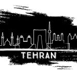 دانلود طرح وکتور شهر تهران، ایران، نقاشی دستی به صورت سیاه و سفید کد 006