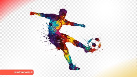 عکس png بازیکن فوتبال آبرنگی پر جنب و جوش در حال شوت زدن توپ کد 10