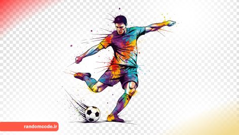 عکس png بازیکن فوتبال در حال شوت زدن به توپ، جلوه هنری آبرنگ پاشش کد 11