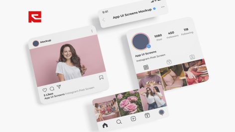طرح موکاپ پست اسکرین اینستاگرام به صورت برندینگ کد 206