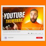 طرح لایه باز طراحی بنر کانال یوتیوب با جلوه نورپردازی مدرن